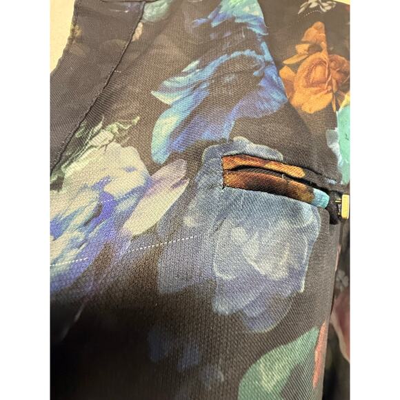 Massimo size Large Top Black Floral Sheer long-sleeve women's blouse flaw - Picture 10 of 16